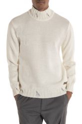 Takeshy Kurosawa Sweter | 83517 | Maglia Vulcano Bucata | Mężczyzna | Kremowy. Białe swetry przez głowę męskie Takeshy Kurosawa, m, bez wzorów, z dzianiny, bez kołnierzyka. W wyprzedaży za 419.00 zł.