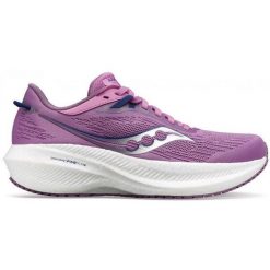Buty do biegania damskie Saucony Triumph 21. Fioletowe obuwie sportowe damskie Saucony, bez wzorów, do biegania. Za 449.99 zł.