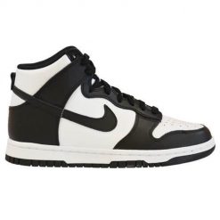 Buty do chodzenia damskie Nike Dunk High Panda. Białe obuwie sportowe damskie Nike, bez wzorów, z materiału, trekkingowe. Za 549.99 zł.
