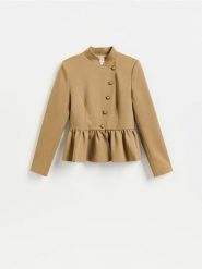 Marynarka z ozdobnymi guzikami - beżowy. Brązowe żakiety damskie Reserved, l, bez wzorów, z tkaniny. Za 249.99 zł.