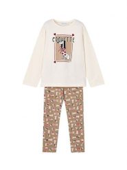 Mayoral Komplet bluzka i legginsy 4719 Khaki Regular Fit. Brązowe bluzki dla dziewczynek Mayoral, bez wzorów, z bawełny, bez kołnierzyka, bez ramiączek. Za 139.99 zł.