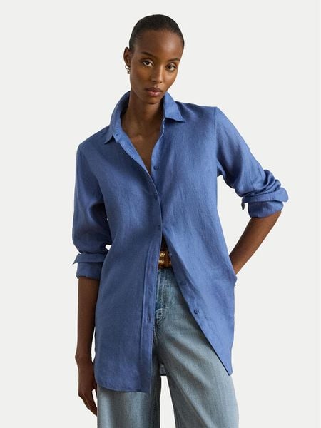 LAUREN RALPH LAUREN Koszula 200782777072 Niebieski Relaxed Fit. Niebieskie bluzki damskie Lauren Ralph Lauren, s, bez wzorów, ze lnu, bez kołnierzyka, bez ramiączek. Za 729.99 zł.