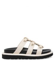 Badura Klapki WFA2591-1Z Biały. Białe klapki damskie Badura, bez wzorów, ze skóry, bez obcasa. Za 229.99 zł.