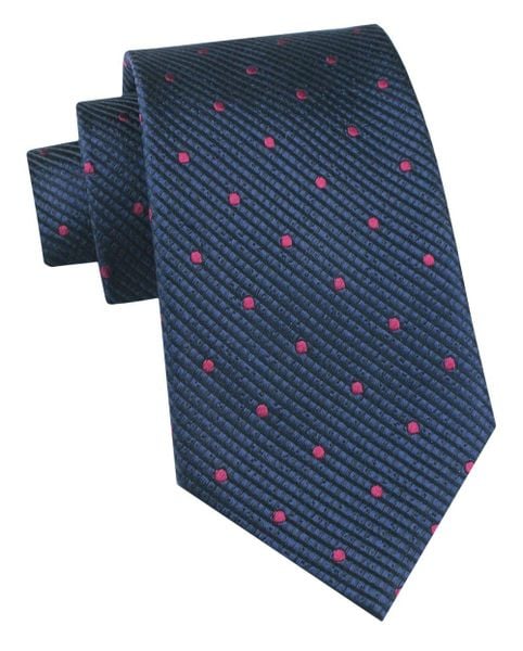 Jedwabny Krawat Męski - His Story - Granat, Drobne Groszki. Niebieskie krawaty i muchy His Story, bez wzorów, z jedwabiu, eleganckie. Za 115.00 zł.