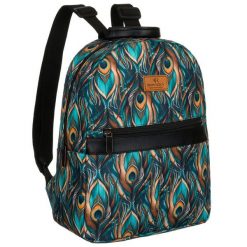 Wielokolorowy plecak damski z poliestru z modnym wzorem pawich piór - Rovicky. Plecaki damskie ROVICKY, bez wzorów. Za 49.99 zł.