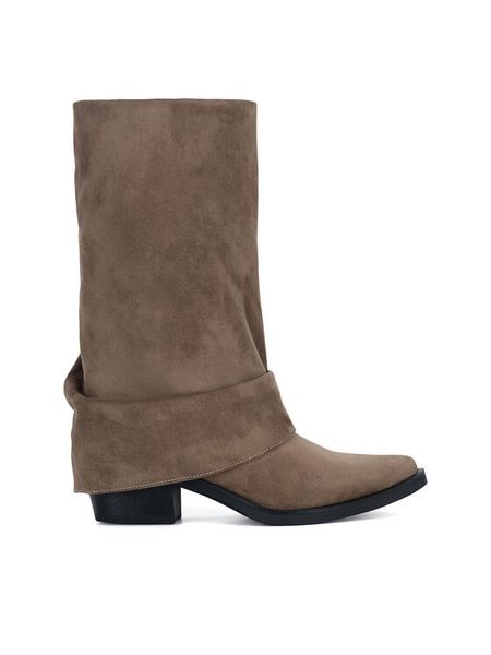 Jenny Fairy Kozaki HY23689-19 Beżowy. Brązowe kozaki damskie Jenny Fairy, z materiału, bez obcasa, na słupku. Za 239.99 zł.