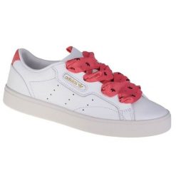 Buty adidas Sleek FY6679 białe. Białe obuwie sportowe damskie bez wzorów, ze skóry, trekkingowe. Za 372.00 zł.