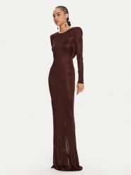 Elisabetta Franchi Sukienka wieczorowa AB-R10-56E2-V690 Brązowy Regular Fit. Brązowe sukienki damskie Elisabetta Franchi, bez wzorów, z wiskozy, wizytowe, bez kołnierzyka, bez ramiączek. Za 2,989.00 zł.