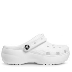Klapki Crocs. Białe klapki damskie Crocs, bez wzorów, bez obcasa. Za 177.99 zł.