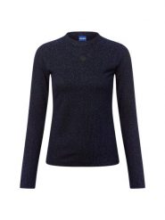 HUGO BLUE koszulka z długim rękawem - Daloren Kobiety czarny|niebieski, XS. Czarne t-shirty damskie HUGO BLUE, xs, bez wzorów, prążkowane, bez kołnierzyka. Za 229.95 zł.