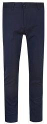 Eleganckie Męskie Spodnie, Zwężane (Slim Fit) – RIGON - Granatowe, Drobna Faktura. Eleganckie spodnie męskie Rigon, m, bez wzorów, z elastanu. Za 179.00 zł.