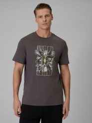 4F T-shirt regular z nadrukiem męski - szary L. Szare t-shirty męskie 4f, l, bez wzorów, z dzianiny, klasyczne, bez kołnierzyka. Za 69.99 zł.