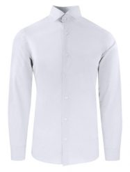 Garniturowa (Elegancka) Koszula Męska - Quickside - Krój Prosty - Biała. Białe koszule męskie Quickside, m, bez wzorów, z bawełny, eleganckie, bez kołnierzyka, bez ramiączek. Za 159.00 zł.