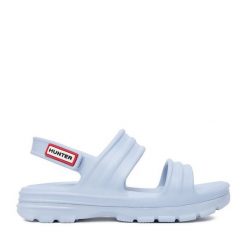 Sandały Hunter. Niebieskie sandały damskie Hunter, bez wzorów, bez obcasa, na płaskiej podeszwie, bez zapięcia. Za 139.99 zł.