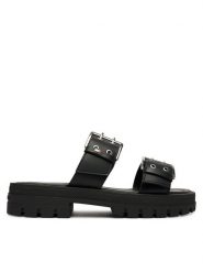 Tommy Jeans Klapki Tjw Buckle Straps Sandal EN0EN02966 Czarny. Czarne klapki damskie Tommy Jeans, bez wzorów, z jeansu, bez obcasa. Za 409.99 zł.