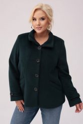 Jesienny płaszcz Zielona Harmonia OVERSIZE PLUS SIZE XXL JESIEŃ. Zielone płaszcze damskie Moda Size Plus Iwanek, na jesień, plus size, bez wzorów, z tkaniny, eleganckie, plus size, krótkie, bez kaptura. Za 469.90 zł.
