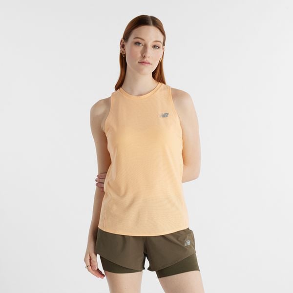 Koszulka damska New Balance WT41280PAE – pomarańczowa. Brązowe koszulki sportowe damskie New Balance, s, bez wzorów, z materiału, bez kołnierzyka, bez ramiączek, do biegania. Za 99.99 zł.