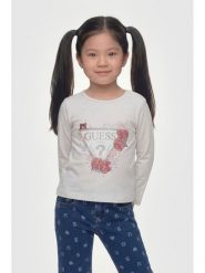 Guess Kids T-Shirt 183881 Biały Classic Fit. Białe t-shirty i topy dla dziewczynek Guess Kids, z aplikacjami, bez ramiączek. Za 84.99 zł.