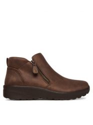 Skechers Botki Lovely Vibe 158952/CHOC Brązowy. Brązowe botki damskie Skechers, z materiału, bez obcasa, na płaskiej podeszwie, bez zapięcia. Za 229.99 zł.