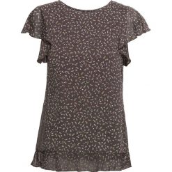 Bluzka z rękawami z falbanami bonprix szary w kwiaty. Szare bluzki damskie bonprix, bez wzorów, z szyfonu, eleganckie, bez kołnierzyka. Za 59.99 zł.