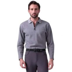 Jeździecka koszulka polo z długim rękawem PS of Sweden Oliver. Szare bluzki z długim rękawem męskie PS OF SWEDEN, m, bez wzorów, z tkaniny, eleganckie, bez kołnierzyka. Za 429.90 zł.