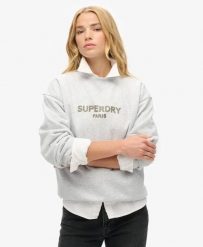 Superdry Sport Luxe Loose Crew bluza damska - Cadet Grey Marl. Szare bluzy damskie Superdry., bez wzorów, z bawełny, bez kaptura. Za 301.15 zł.