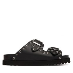 Klapki Scholl. Czarne klapki damskie Scholl, bez wzorów, bez obcasa. Za 505.99 zł.