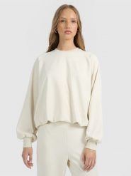 4F Bluza dresowa nierozpinana z modalem damska - beżowa L. Brązowe bluzy damskie 4f, l, bez wzorów, z dresówki, bez kaptura. Za 199.99 zł.