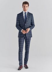 PAKO LORENTE – Granatowe spodnie garniturowe P21WF-6G-032-G. Eleganckie spodnie męskie Pako Lorente, m, bez wzorów, z elastanu, długie. Za 149.99 zł.
