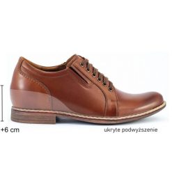 Olivier Buty męskie podwyższające P24 brązowe. Brązowe półbuty na co dzień męskie z jeansu, eleganckie, bez zapięcia. Za 423.31 zł.