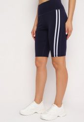 Granatowe Szorty Typu Kolarki z Lampasami Ilorea. Niebieskie szorty sportowe damskie Born2be, s, bez wzorów, z materiału, sportowe. Za 34.99 zł.