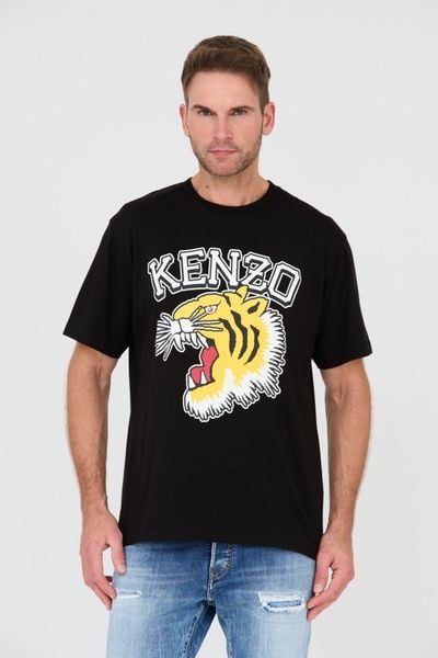 KENZO Czarny męski t-shirt Tiger Varsity Jungle, Rozmiar S. Czarne t-shirty męskie Kenzo, m, bez wzorów, bez kołnierzyka. W wyprzedaży za 370.99 zł.