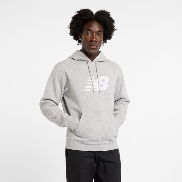 Bluza męska New Balance MT43904AG – szara. Szare bluzy męskie New Balance, l, z aplikacjami, z bawełny, z kapturem. Za 259.99 zł.