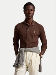 Polo Ralph Lauren Polo 710955081502 Brązowy jasny Slim Fit. Brązowe koszulki polo męskie Polo Ralph Lauren, m, bez wzorów, z bawełny, bez ramiączek. Za 543.99 zł.