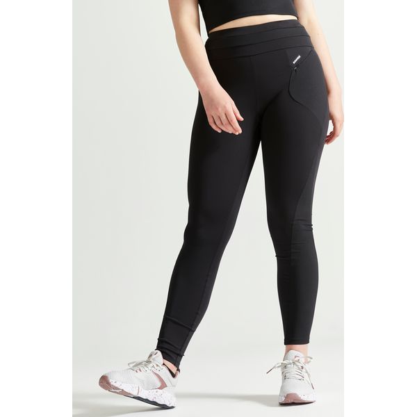 Legginsy fitness damskie Domyos. Niebieskie legginsy damskie DOMYOS, l, bez wzorów, z elastanu, na fitness i siłownię. W wyprzedaży za 79.99 zł.