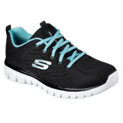 Buty do chodzenia damskie Skechers Graceful Get Connected. Czarne obuwie sportowe damskie Skechers, bez wzorów, z materiału, na fitness i siłownię. Za 199.00 zł.