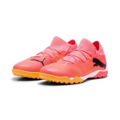 Buty piłkarskie FUTURE 7 MATCH TT PUMA Sunset Glow Black Sun Stream Pink Orange. Brązowe buty sportowe męskie Puma, z materiału, bez zapięcia, do piłki nożnej. Za 299.00 zł.