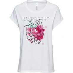 Shirt bonprix biały z nadrukiem. Bluzki damskie bonprix. Za 37.99 zł.