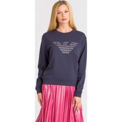 BLUZA Emporio Armani. Niebieskie bluzy damskie Emporio Armani, bez wzorów, z materiału, bez kaptura. Za 549.00 zł.