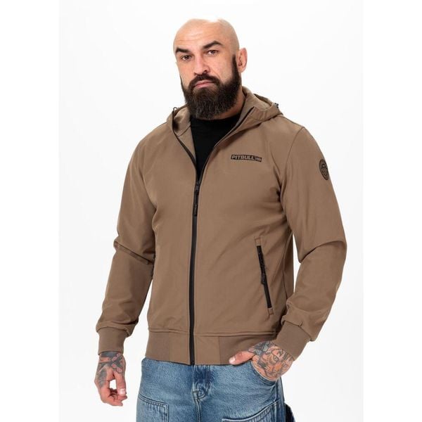 Kurtka męska Pitbull z kapturem Softshell Midway II. Brązowe kurtki męskie PITBULL, m, bez wzorów, z softshellu, z kapturem. Za 249.00 zł.