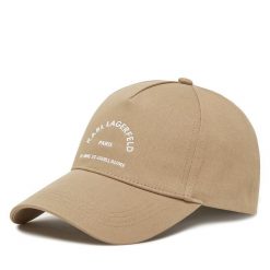 Czapka z daszkiem KARL LAGERFELD. Brązowe czapki i kapelusze damskie KARL LAGERFELD, bez wzorów. Za 179.99 zł.
