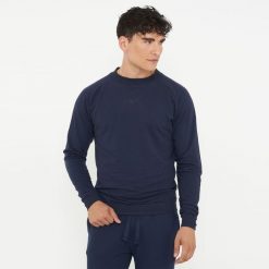 Bluza bawełniana F GORN granatowa. Niebieskie bluzy męskie Legea, bez wzorów, z bawełny, bez kaptura. W wyprzedaży za 84.00 zł.