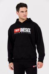 DIESEL Czarna męska bluza z kapturem S-BOXT-HOOD-DIV. Czarne bluzy męskie Diesel, l, bez wzorów, z bawełny, z kapturem. W wyprzedaży za 619.99 zł.