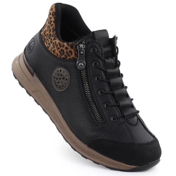 Botki damskie ocieplane na suwak czarne Rieker N1457-00. Czarne botki damskie Rieker, ze skóry ekologicznej, bez obcasa, bez zapięcia. Za 419.00 zł.