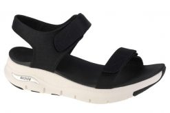 Buty Kobieta Skechers Arch Fit Touristy czarny. Czarne obuwie sportowe damskie Skechers, bez wzorów, z materiału, trekkingowe. Za 249.99 zł.