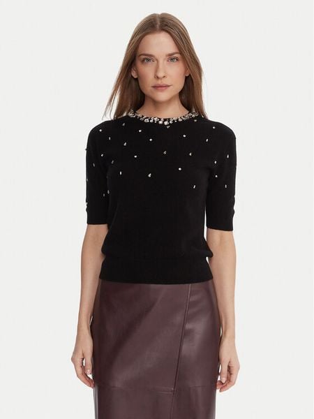 KAOS Sweter RI1KT021 Czarny Regular Fit. Czarne swetry damskie KAOS, xs, bez wzorów, bez kołnierzyka, bez ramiączek, bez kaptura. Za 679.99 zł.