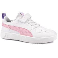 Buty sneakersy dziecięce dla dziewczynki białe ekoskóra PUMA RICKE AC PS. Białe buty sportowe dziewczęce Puma, bez wzorów, bez zapięcia, trekkingowe. Za 115.00 zł.