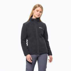 Bluza polarowa damska Jack Wolfskin Kammweg Pile Fz. Czarne bluzy damskie Jack Wolfskin, bez wzorów, z polaru, bez kaptura. Za 529.99 zł.
