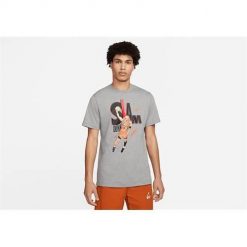 Koszulka treningowa męska Nike Air Jordan Game 5. Szare koszulki sportowe męskie Nike, m, bez wzorów, z bawełny, bez kołnierzyka, bez ramiączek, do biegania. Za 248.00 zł.