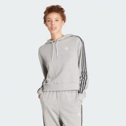 Bluza z kapturem Essentials 3-Stripes Animal Print Relaxed. Szare obuwie sportowe damskie Adidas, bez wzorów, na fitness i siłownię. W wyprzedaży za 231.50 zł.